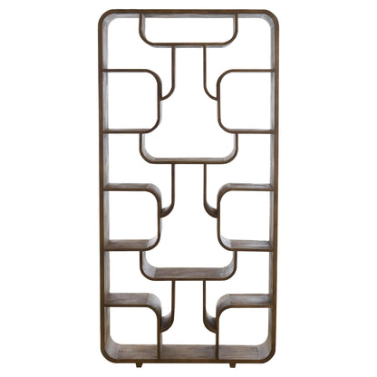 Modernes Standregal aus dunkelbraunem Eisen im grafischen Design