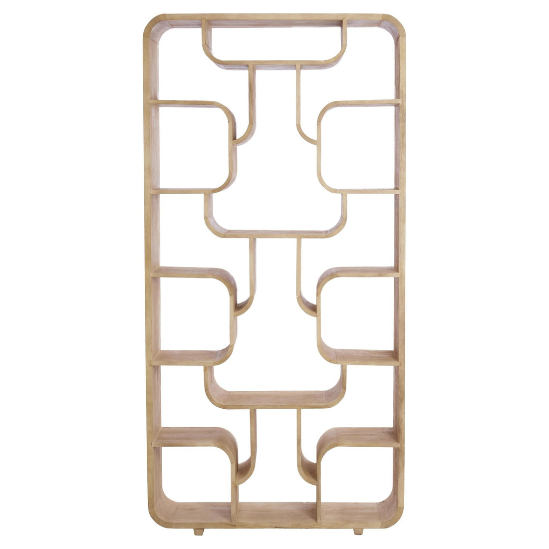 Natürliches Standregal aus Holz im modernen skulpturalen Design