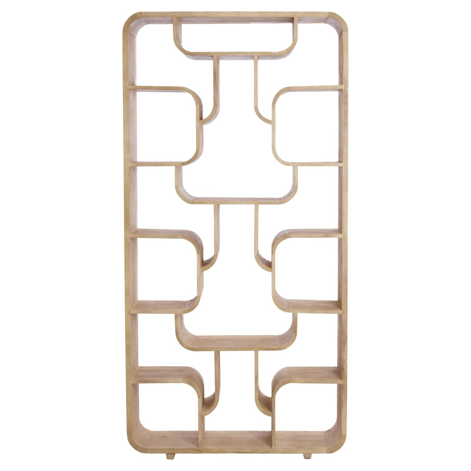 Natürliches Standregal aus Holz im modernen skulpturalen Design