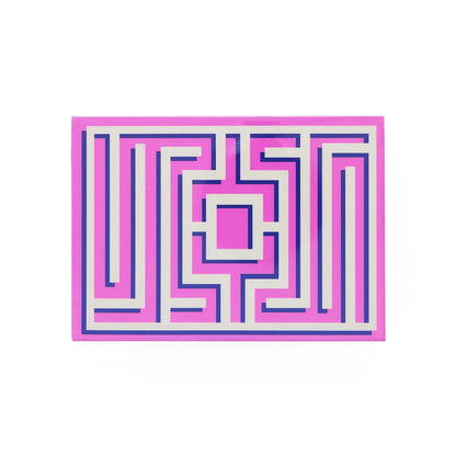 Designer-Kartenset mit pink-türkiser Lackbox im Labyrinth-Muster