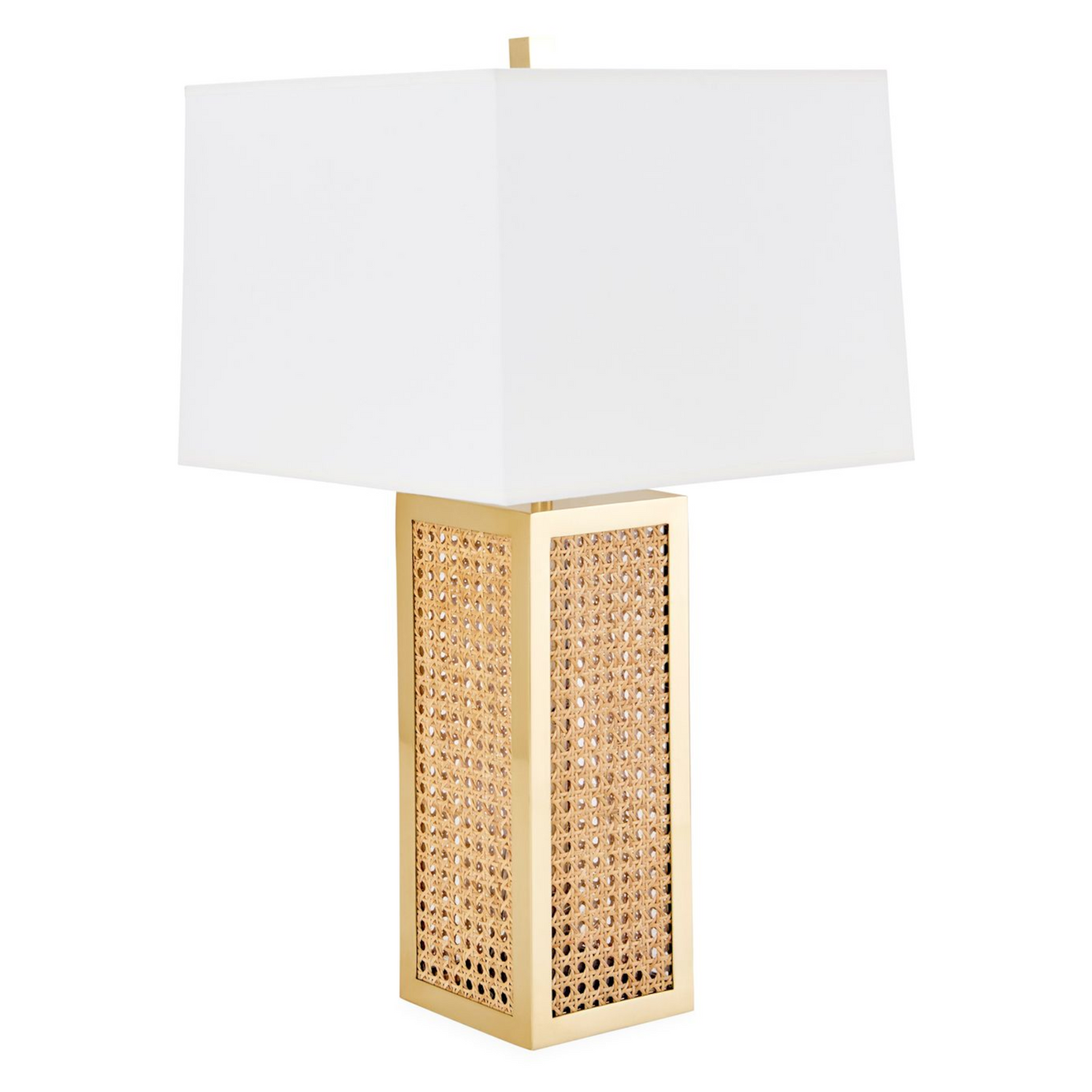 Tischlampe mit Rattan-Design und Messingakzenten