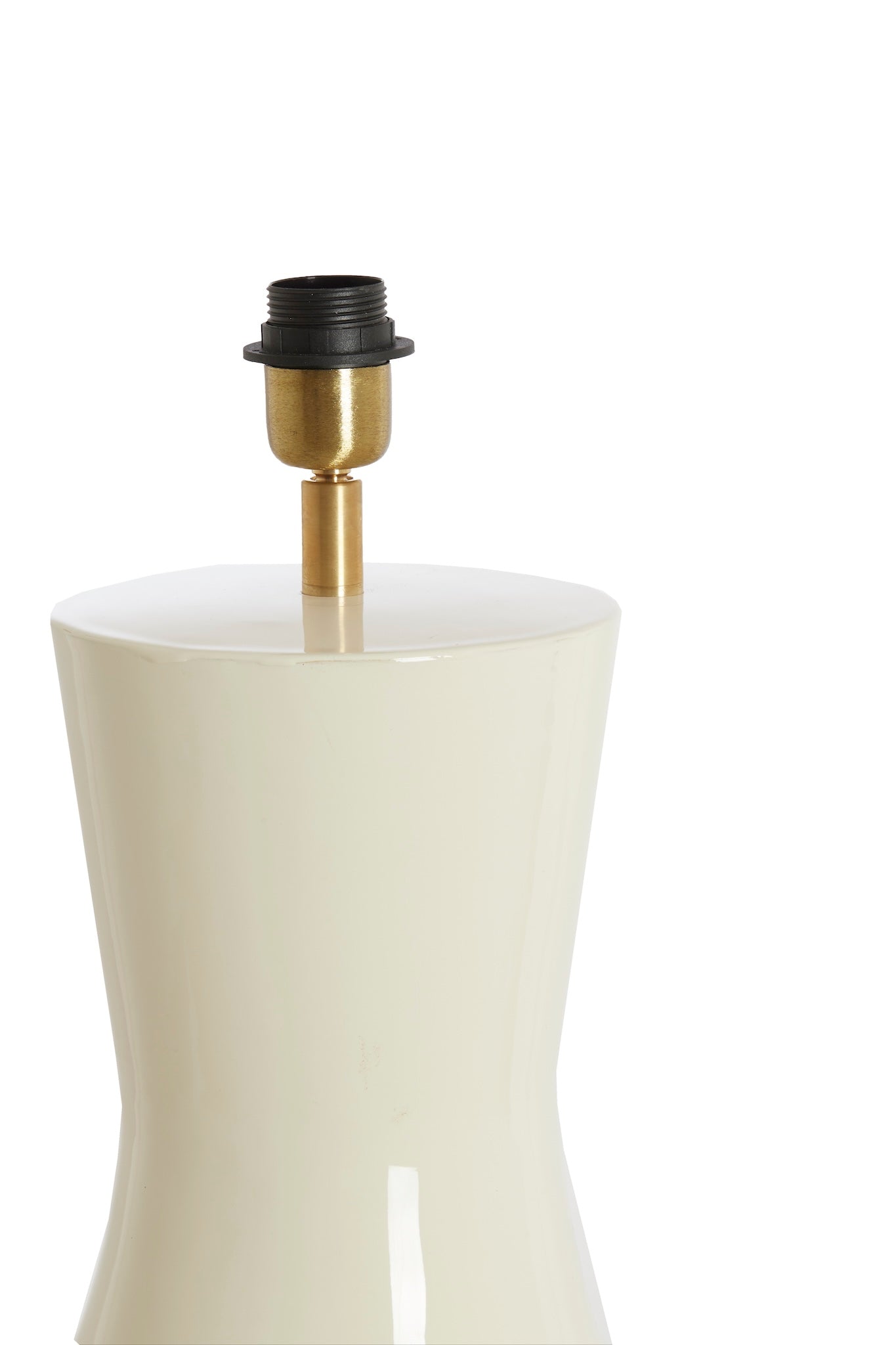 Tischleuchte NANA creme mit Stoffschirm sandfarben rund H125 cm