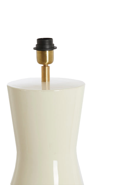 Tischleuchte NANA creme mit Stoffschirm sandfarben rund H125 cm