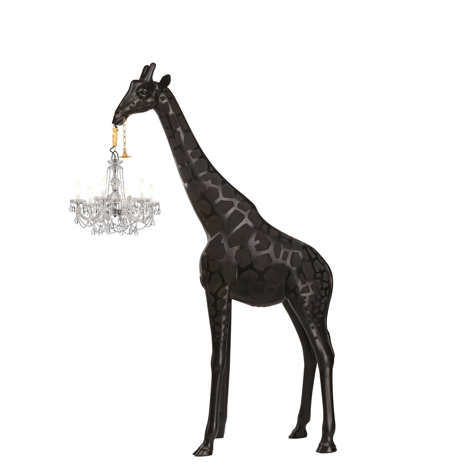 Stehleuchte GIRAFFE IN LOVE M OUTDOOR in schwarz mit Kronleuchter