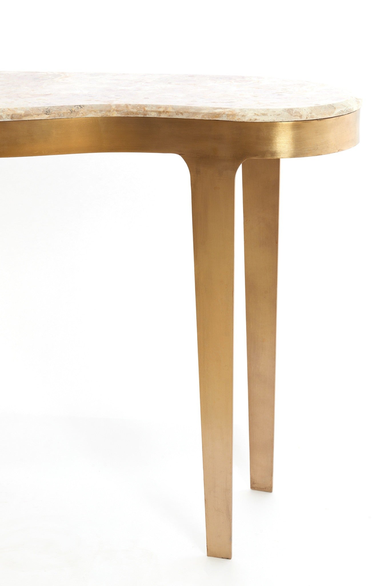 Metall Konsolentisch in Antik-Bronze mit Marmorplatte