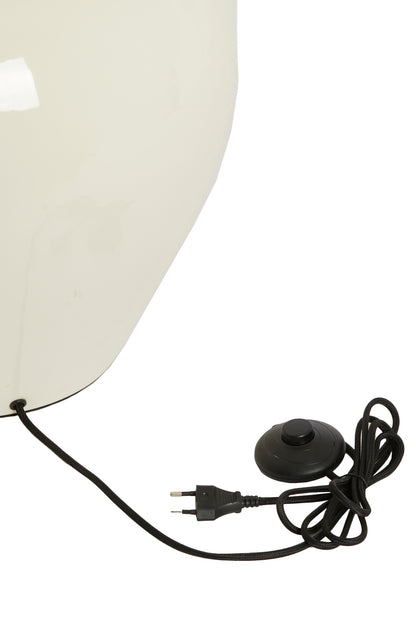 Tischleuchte NANA creme mit Stoffschirm sandfarben rund H125 cm