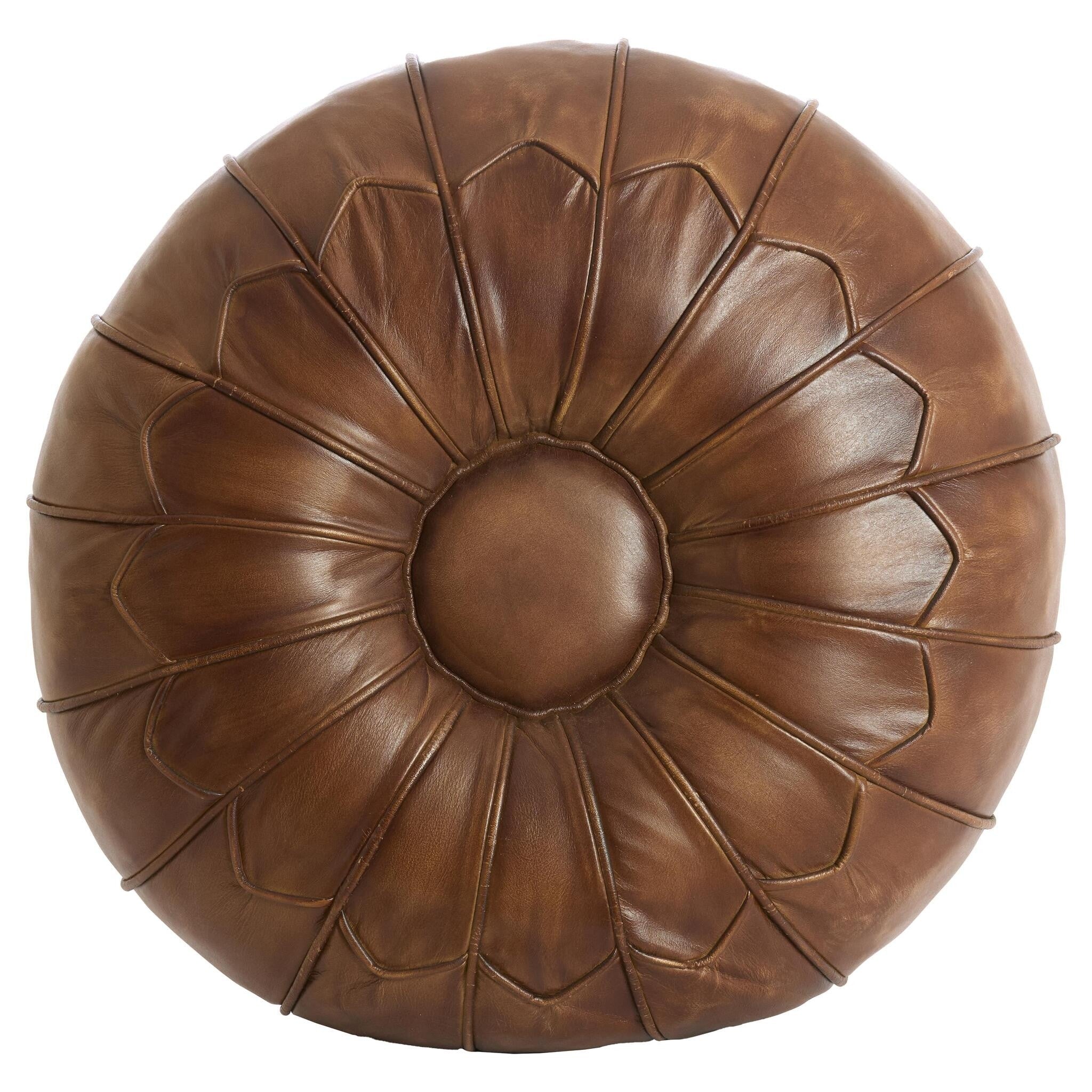 Sitzpouf aus Leder in natürlichem Braunton