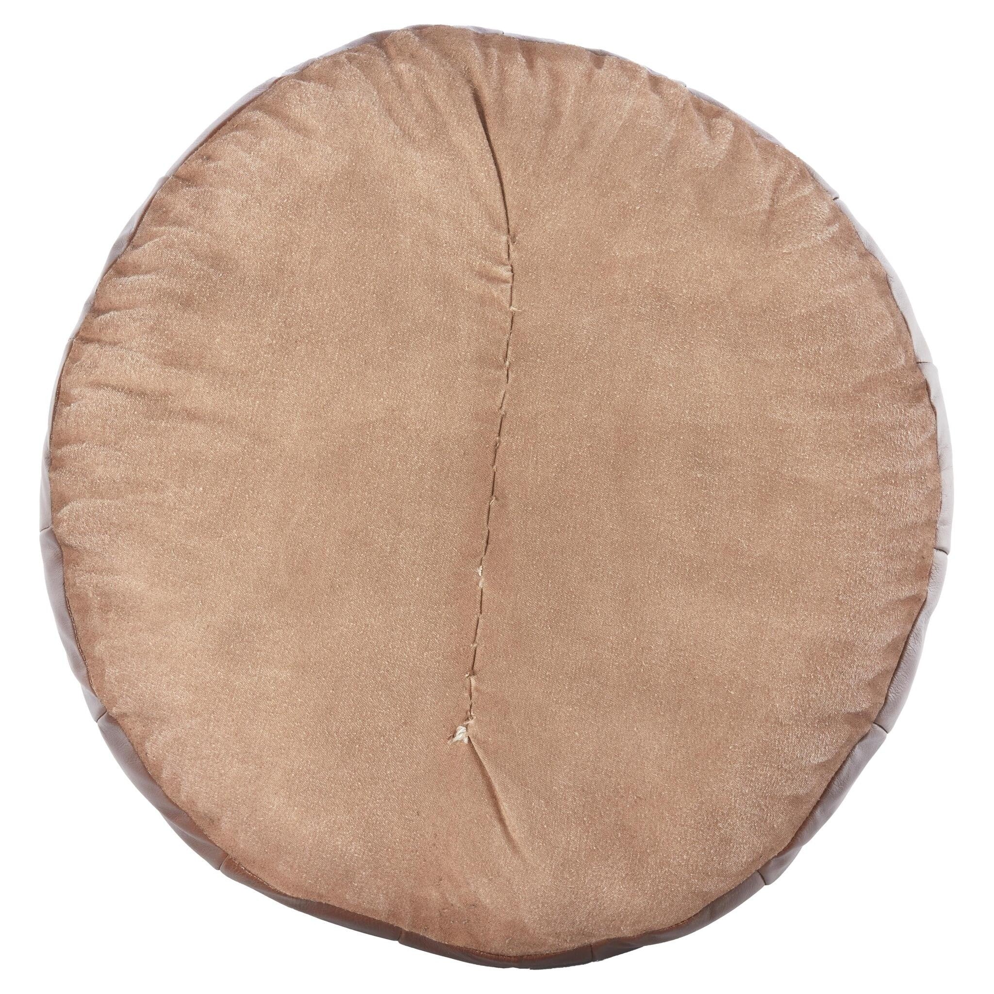 Lederpouf in Dunkelbraun mit leicht konischer Form