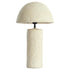 Tischleuchte in Crème mit rundem Schirm aus Papiermaché
