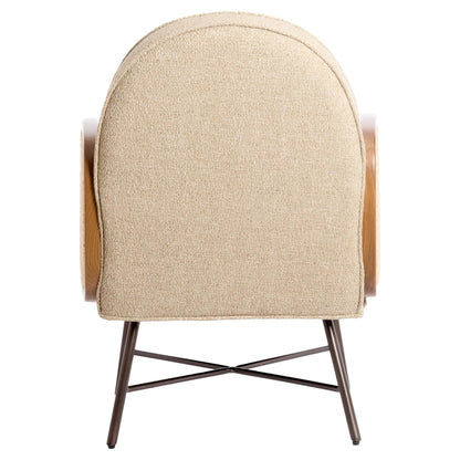 Design Sessel mit Rattan und heller Polsterung