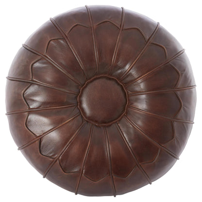 Sitzpouf aus Leder in warmer Braunfarbe von Light &amp; Living
