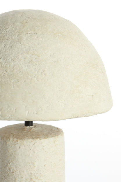 Runde Tischlampe in Crème für Wohn- oder Schlafbereich