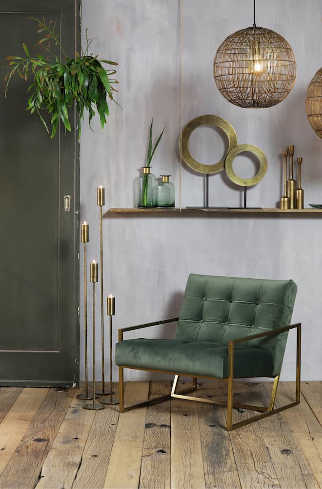 Loungesessel GENEVE olive grün gold - Light & Living