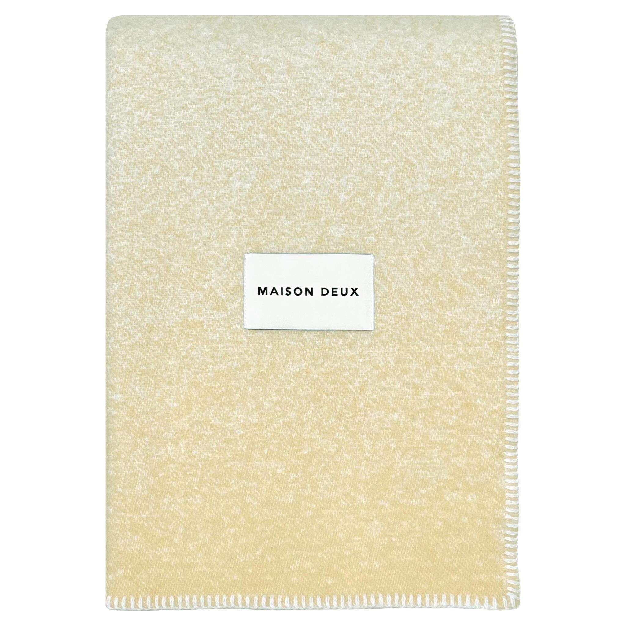 Jacquardgewebte Gradient-Decke aus neuseeländischer Wolle mit Sunrise-Farbverlauf