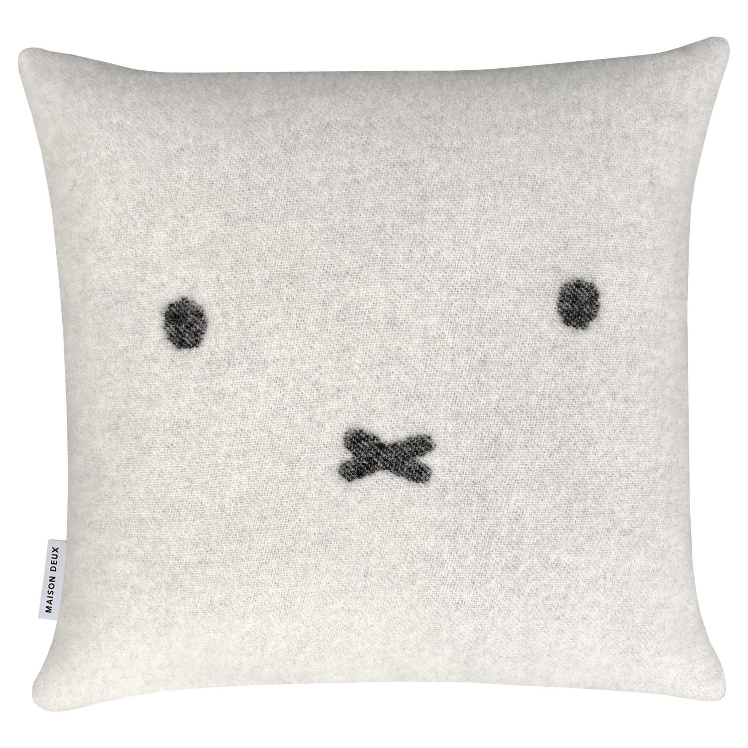 Jacquardgewebte Miffy Kissenhülle in Weiß und Schwarz aus reiner Wolle