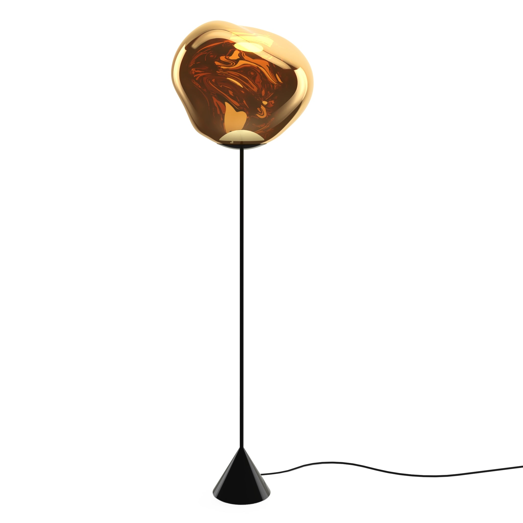 Melt Cone Slim Floor Light in Gold Polished Polycarbonate von Tom Dixon