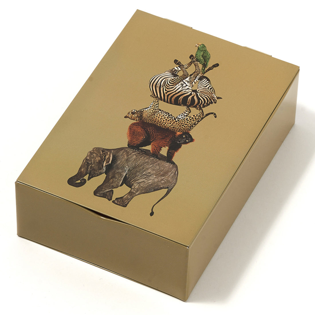 Rechteckige Metallbox mit fantasievollem Tiermotiv von Gangzai