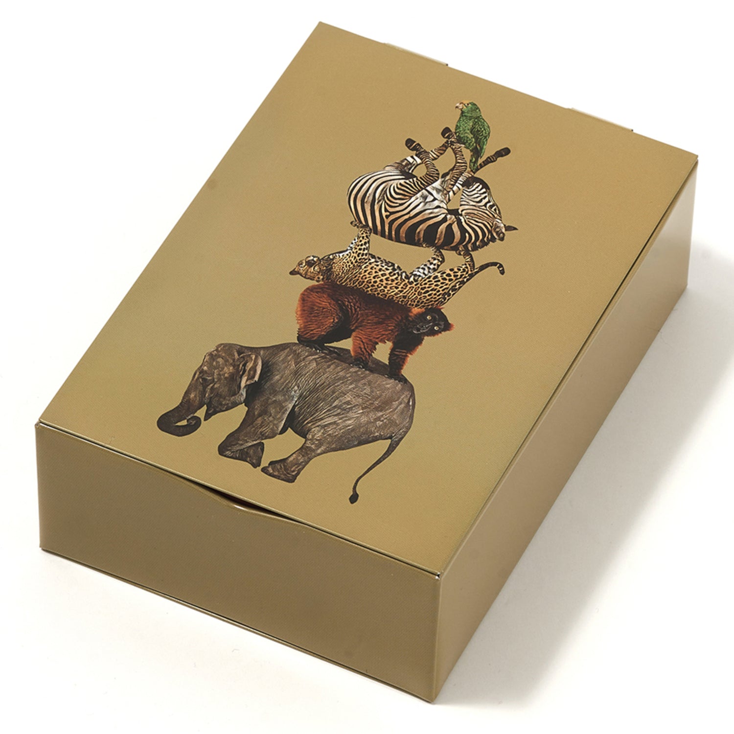 Rechteckige Metallbox mit fantasievollem Tiermotiv von Gangzai