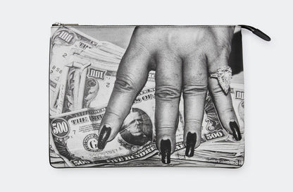 Pouch Fat Hand and Dollars als handgefertigte Mikrofaser-Tasche