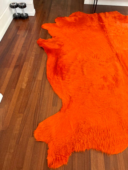 Kuhfell Teppich Orange