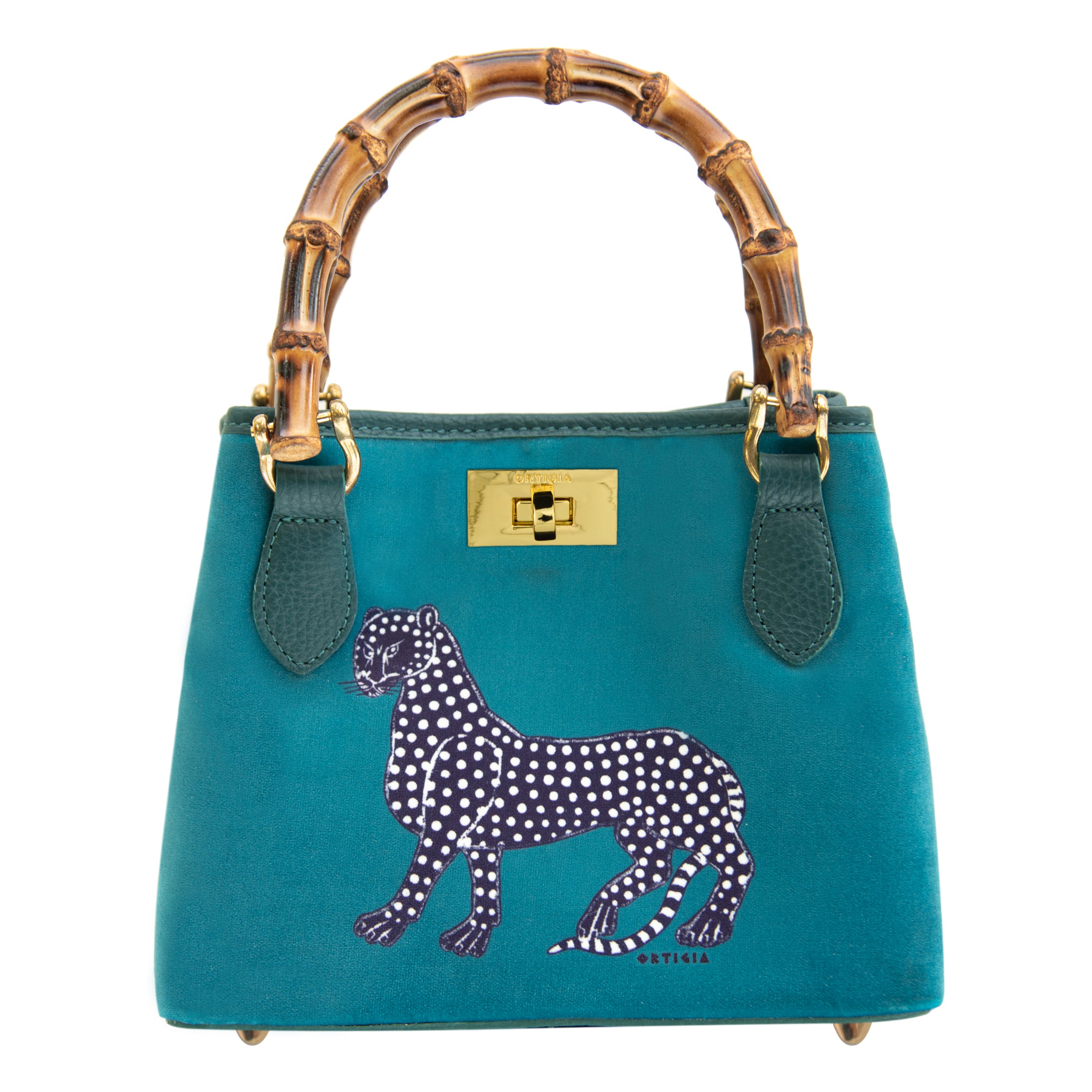 Samttasche BAMBOO PETROLIO – der Marke Ortigia Sicilia