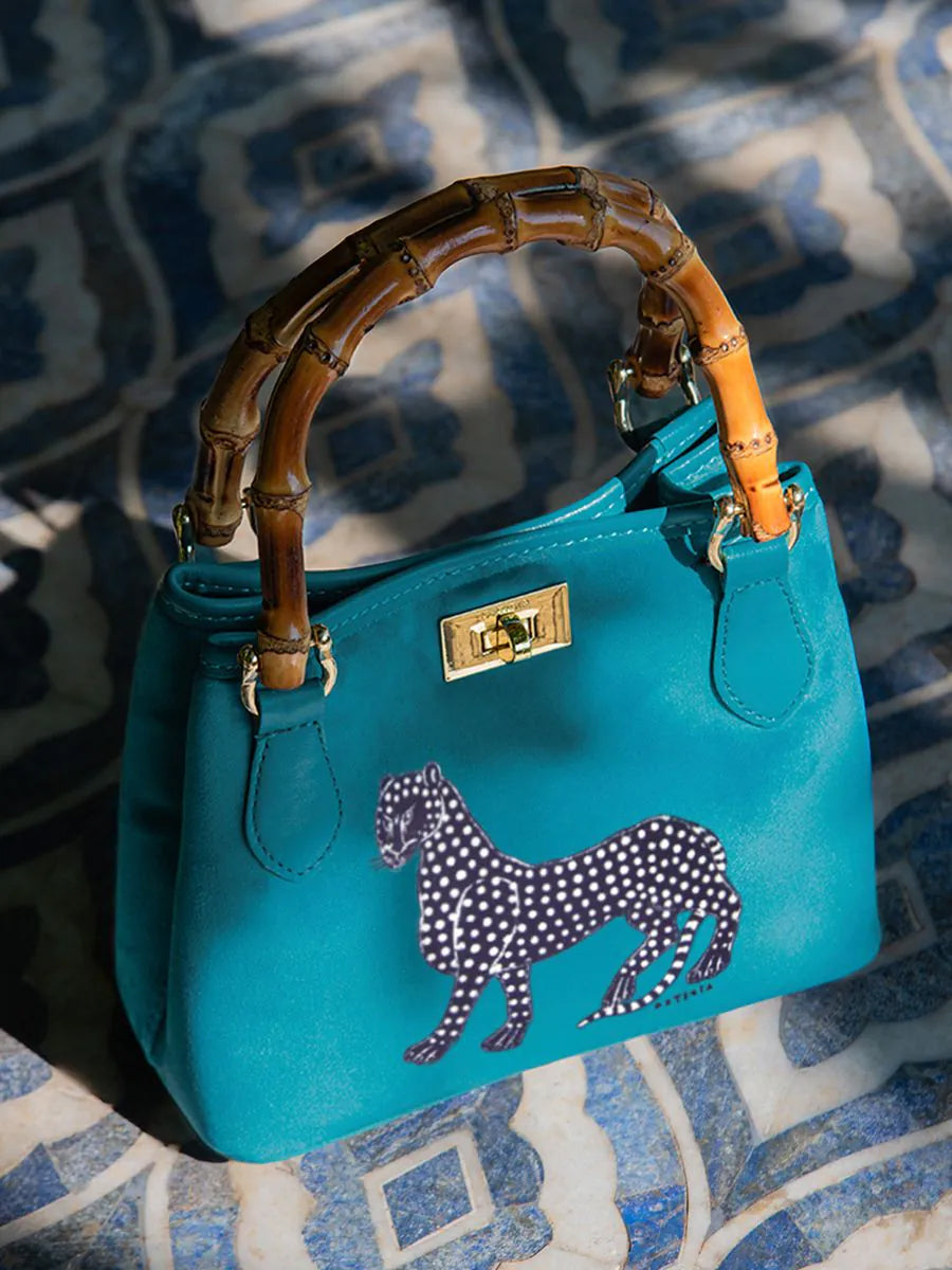 Samttasche BAMBOO PETROLIO – der Marke Ortigia Sicilia