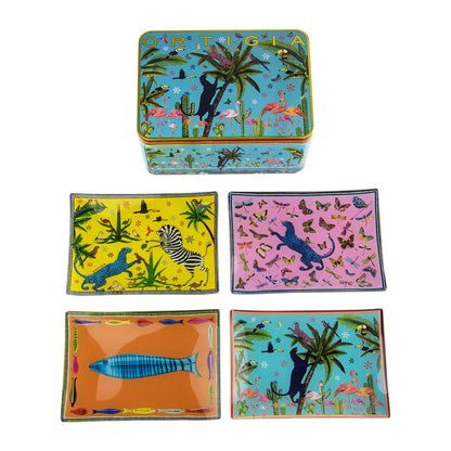 Ortigia Sicilia Glasteller TIN JUNGLE - 4er Set