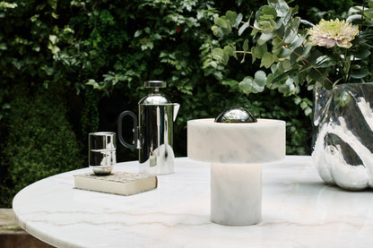 Outdoor Terrasse - Tom Dixon - Stone Portable Table Lamp with Silver Dome