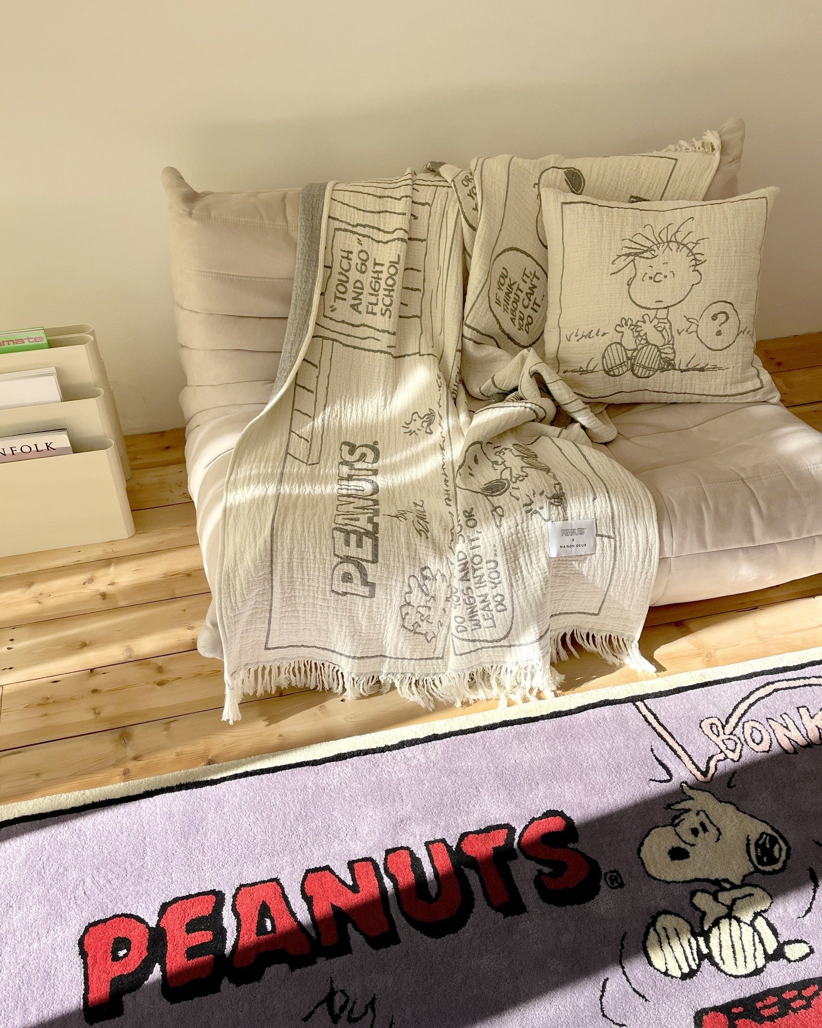 Peanuts Blanket Comic Flightschool mit Snoopy und Woodstock