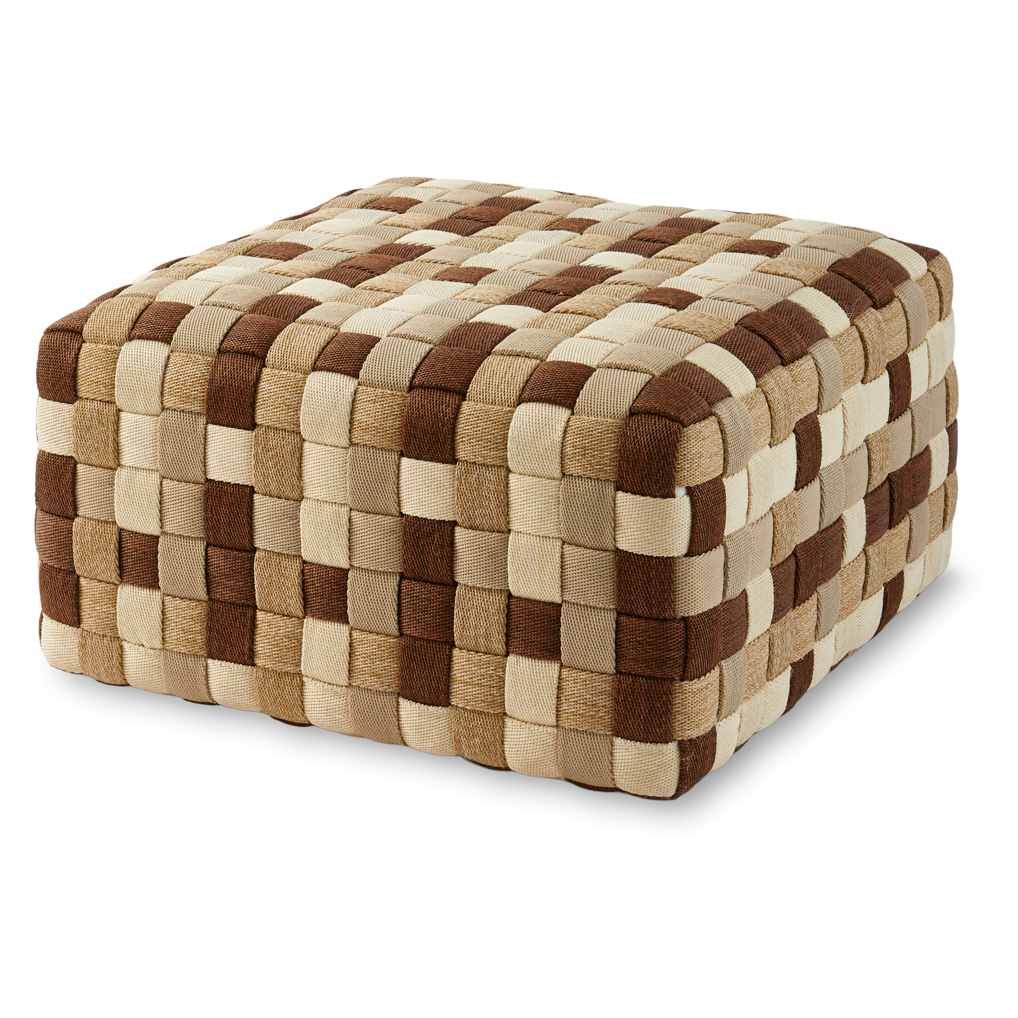 Großer handgeflochtener Outdoor Pouf von Polspotten in Beige und Braun