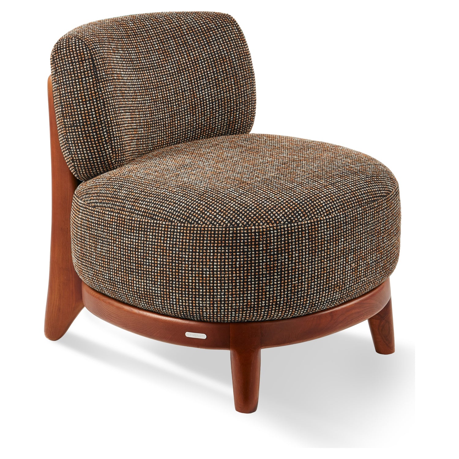 Rund geformter Lounge Chair mit speckled Polsterstoff