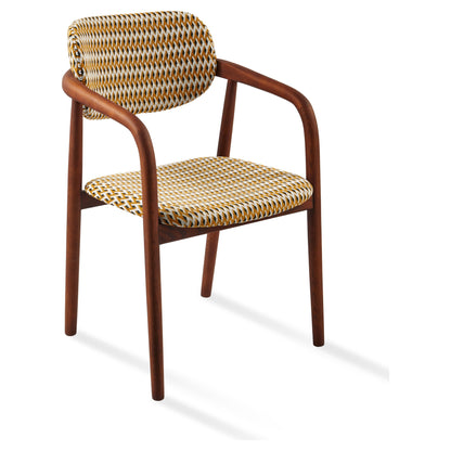 Bequemer Stuhl mit weicher Polsterung und Rundholzarmlehnen