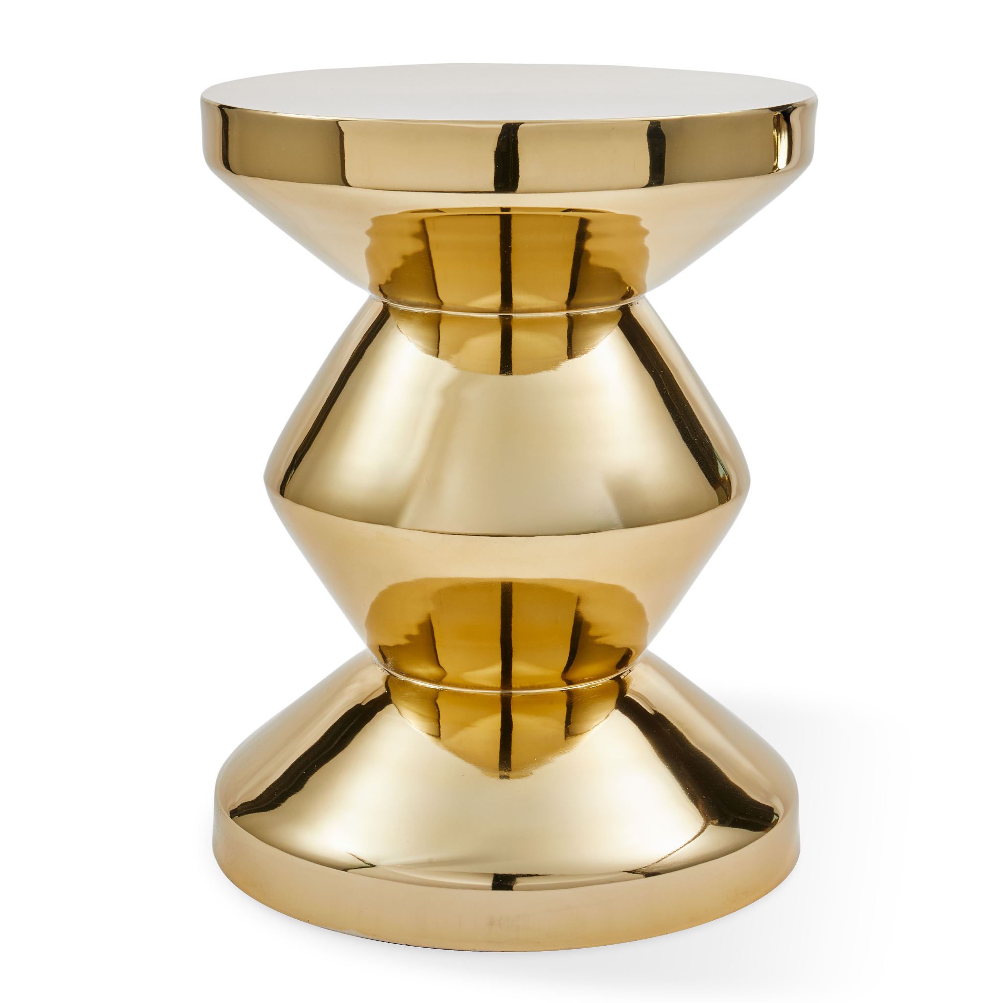 Polspotten Zig Zag Metal Hocker in glänzendem Goldfinish