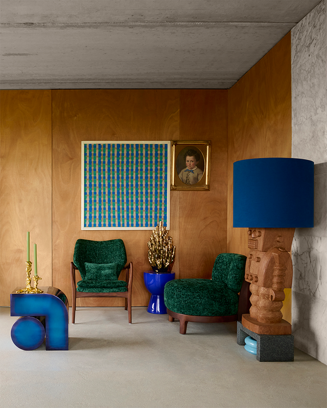 Beistelltisch mit geometrischem Design in Blau von Pols Potten
