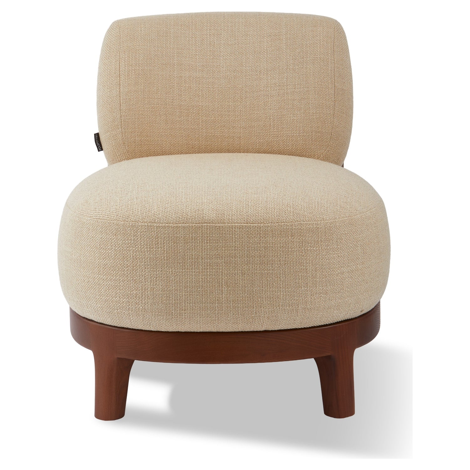 Komfortabler Sessel in Beige im modernen, runden Design