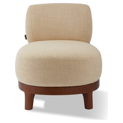 Komfortabler Sessel in Beige im modernen, runden Design