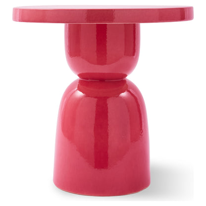 Rosa Keramik-Beistelltisch im figurativen Pawn-Design