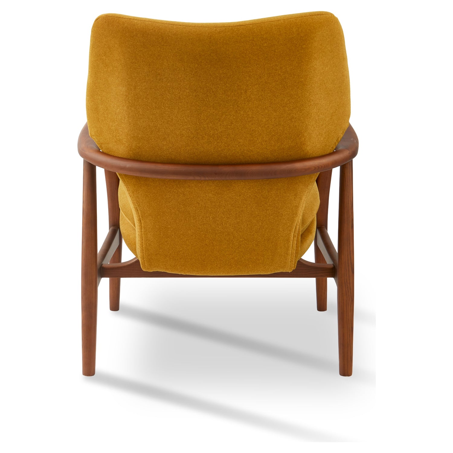 Retro-Lounge Chair in Gelb mit Eschenholzrahmen