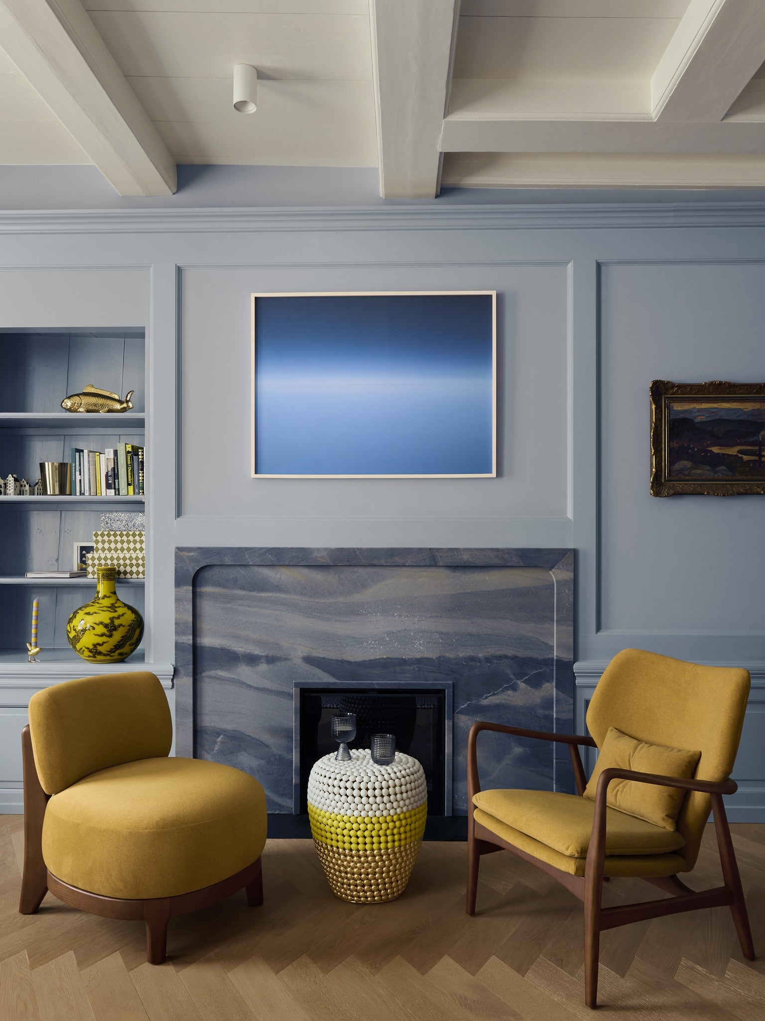 Pols Potten Lounge Chair in Gelb mit gebeiztem Eschenholz