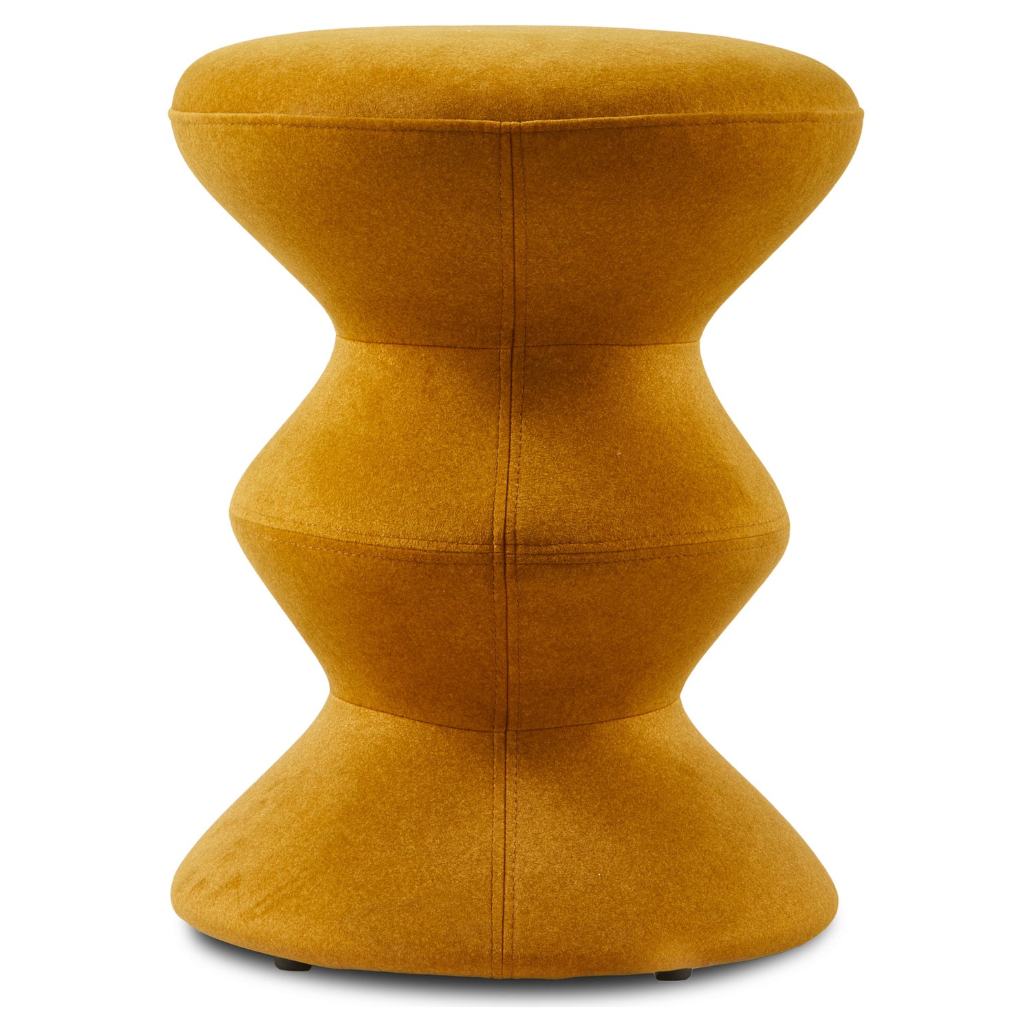 Skulpturaler Hocker in Gelb mit pulverbeschichtetem Gestell