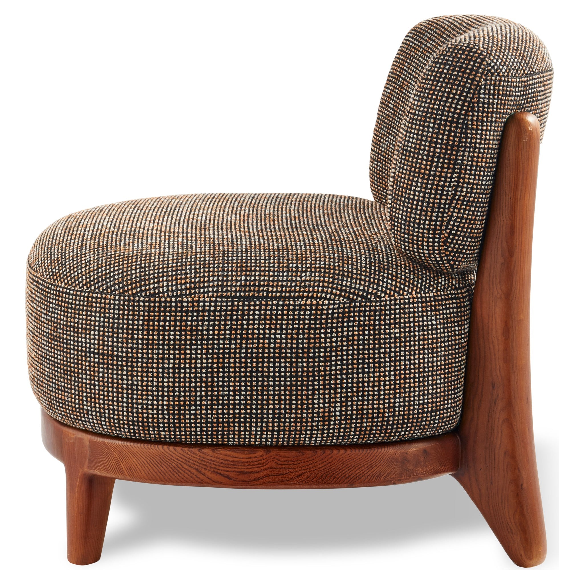 Modernes Sitzmöbel in gesprenkeltem Textilbezug