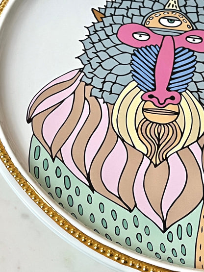 PRIMATES decorative plate from Bosa, ceramic, G2, ø40 cm 