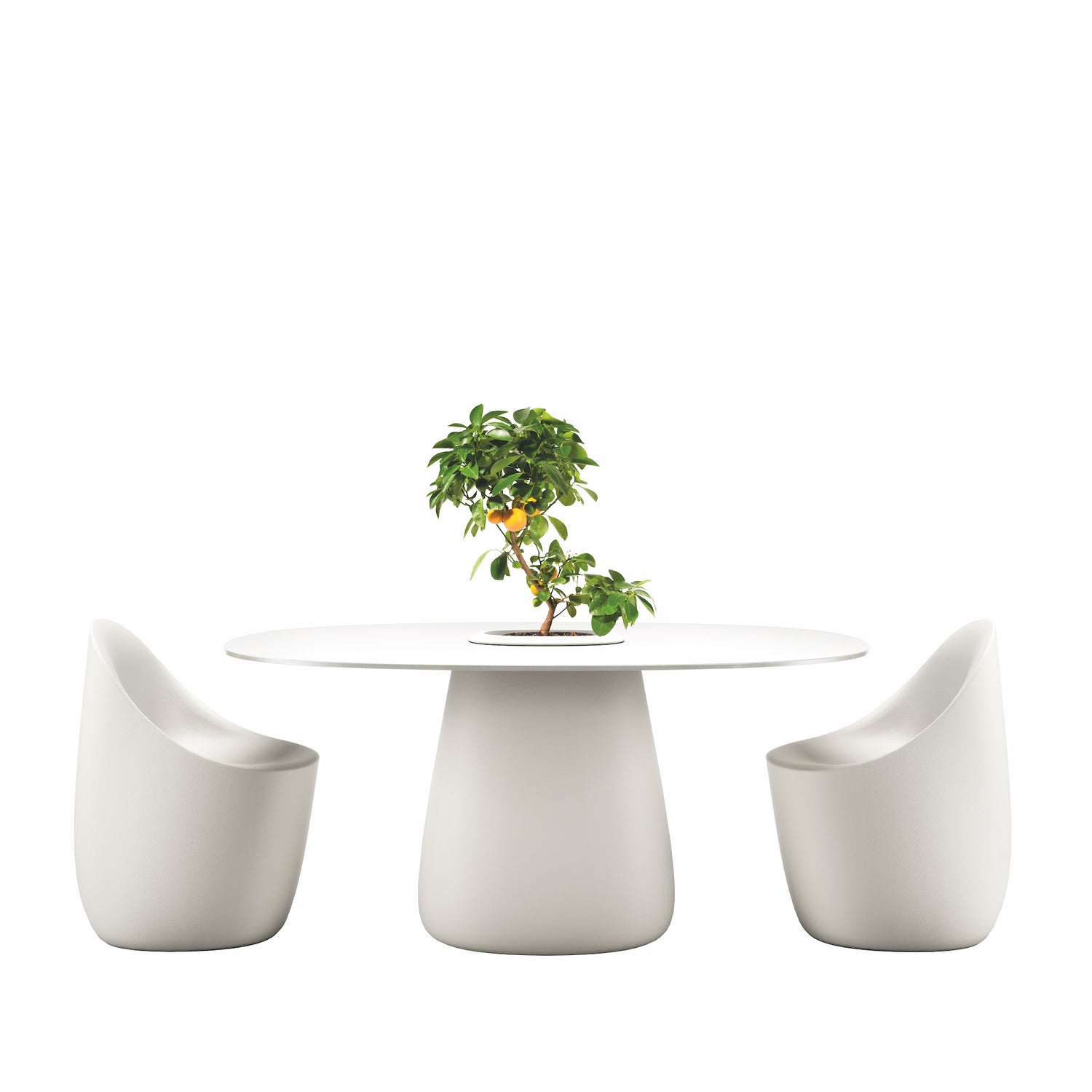 Outdoor Sitzgruppe Cobble Table 160 in der Farbe weiss