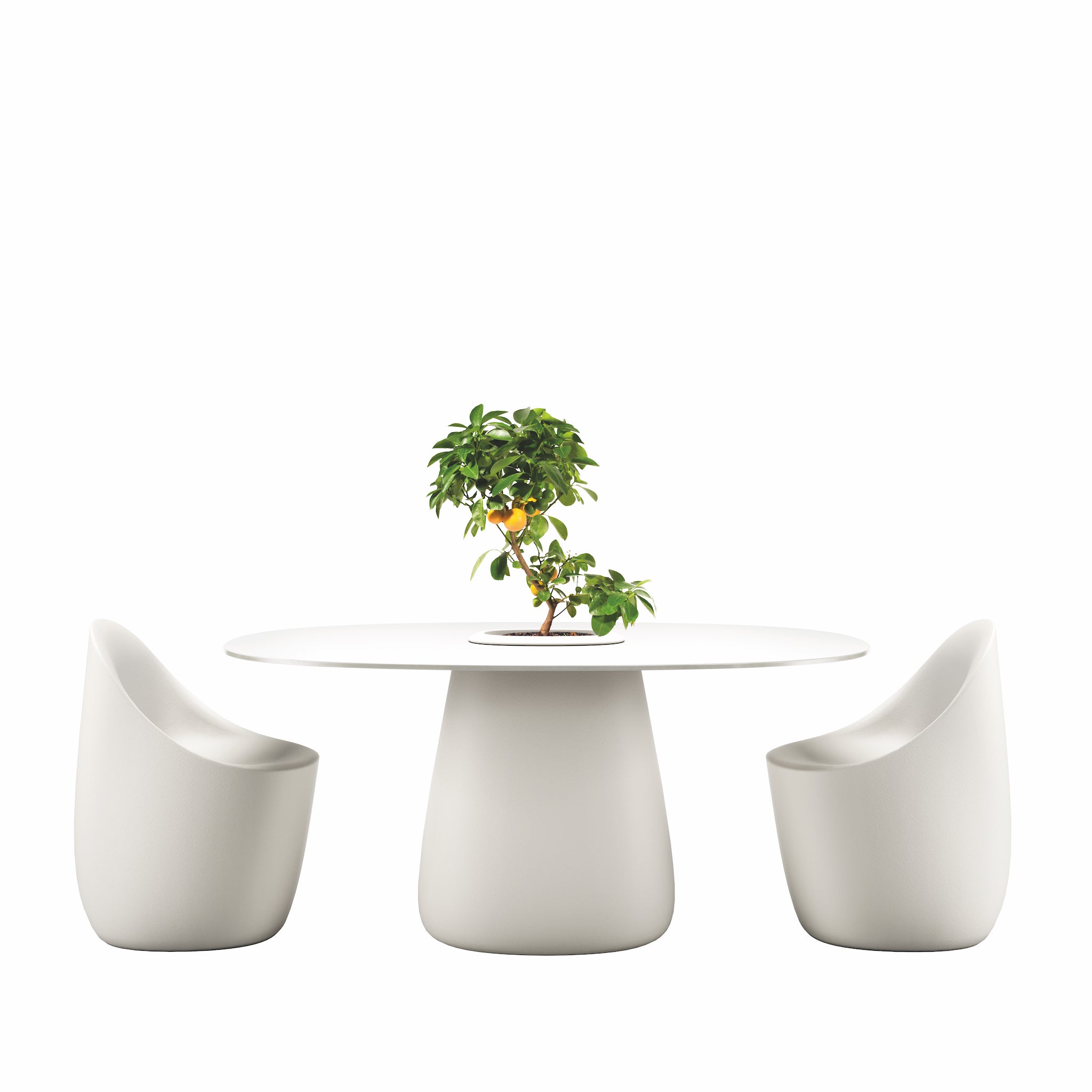 Outdoor Sitzgruppe Cobble Table 160 in der Farbe weiss
