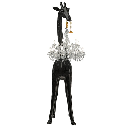 Giraffe in Love XL Outdoor mit Kronleuchter - H 4 Meter - schwarz