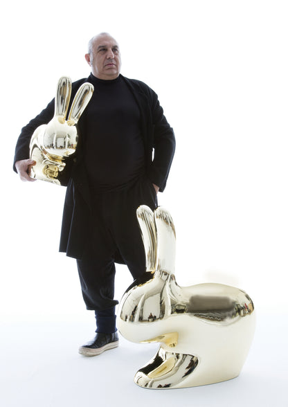 by Stefano Giovannoni - Stuhl Rabbit Chair Metal Finish in Gold