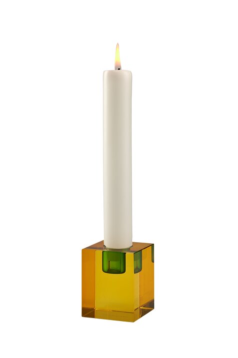 Kerzenhalter Kristallglas Dioptrics in gelb-gruen