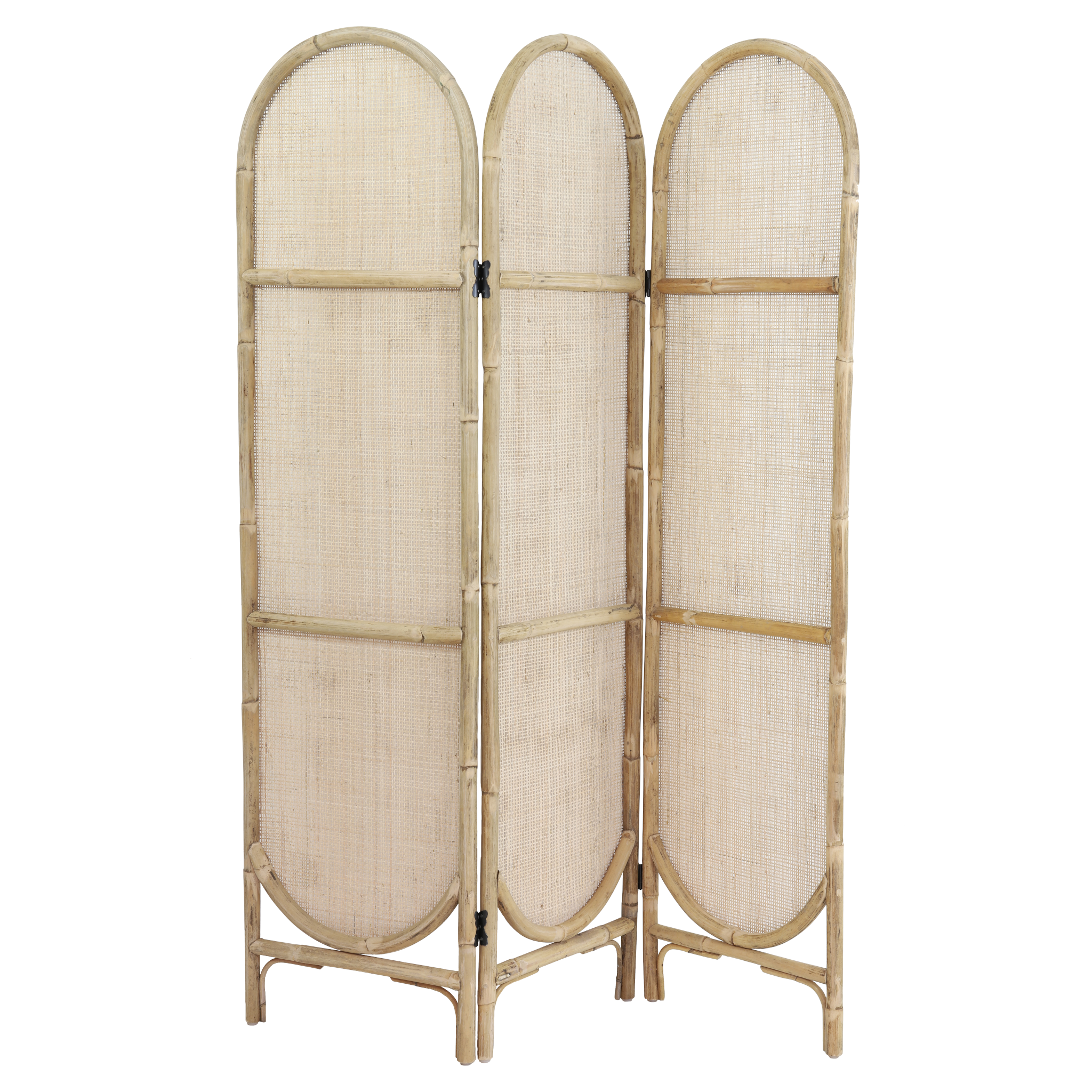 Geflochtener Paravent aus Rattan in Braun