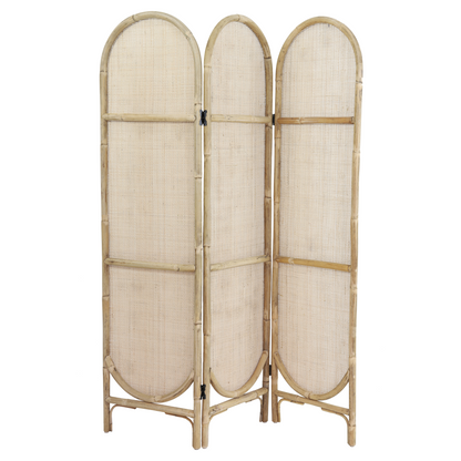 Geflochtener Paravent aus Rattan in Braun