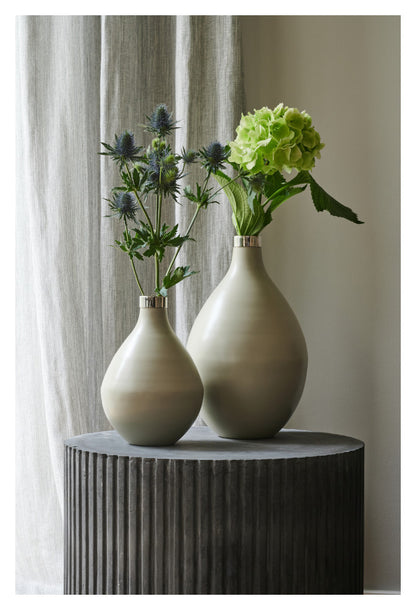 Vase SAIGON L in sandstone/ silber bauchig 40 cm